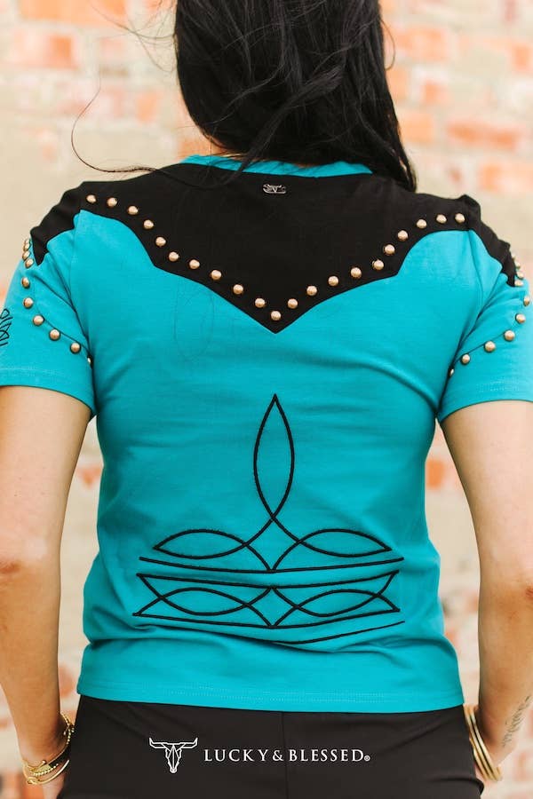 Jade Western Studded Embroidered Short Sleeve Shirt