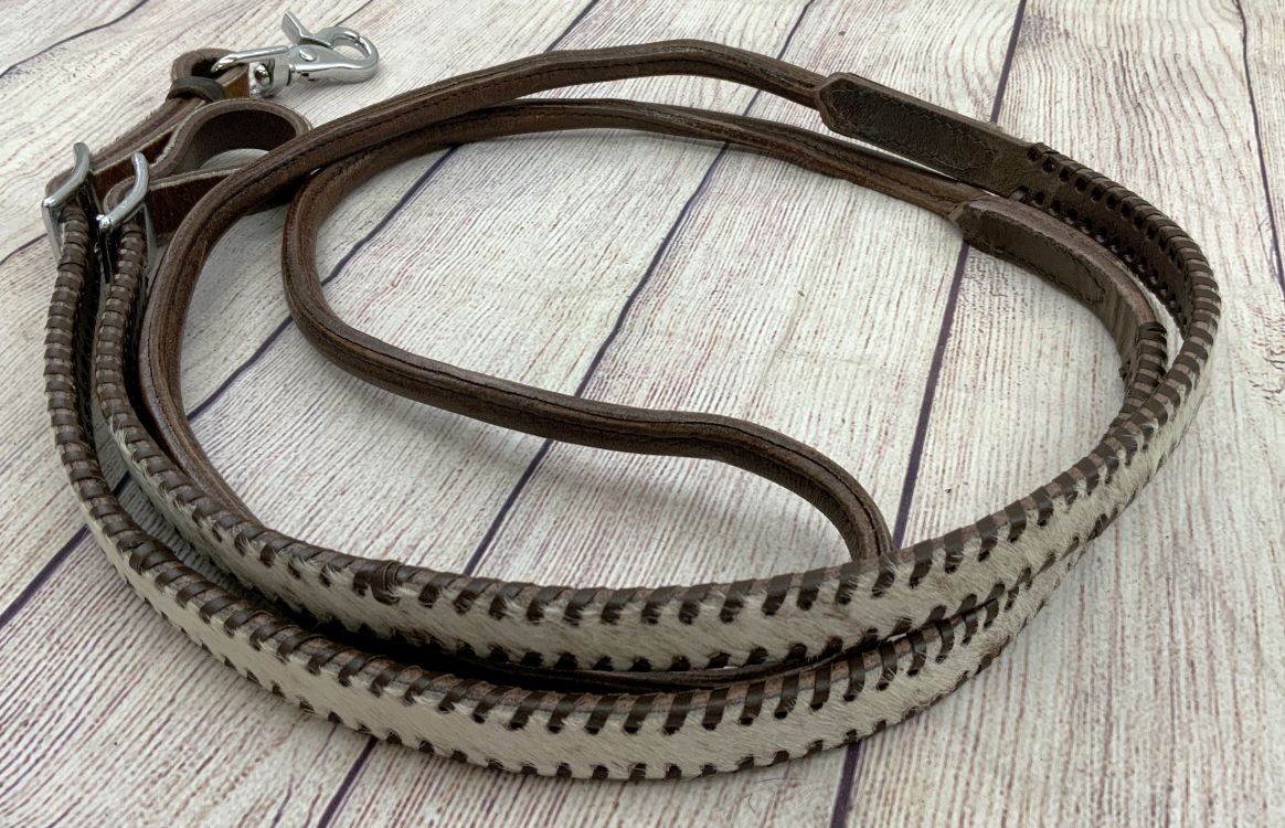 Cowhide Whip Stitch Roping Reins