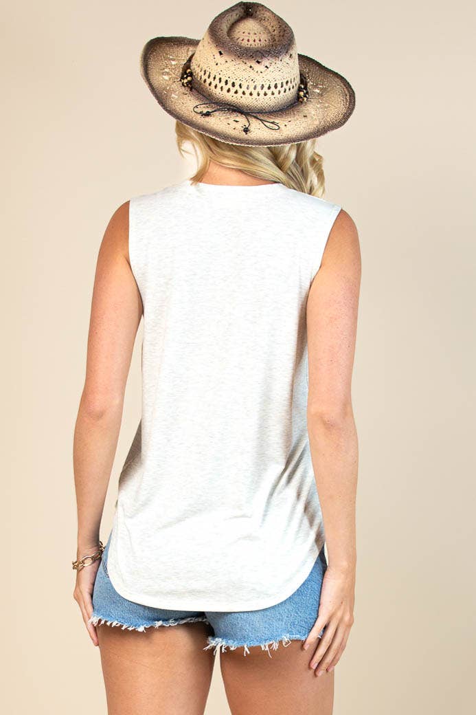 Barb Aztec Graphic Sleeveless Top