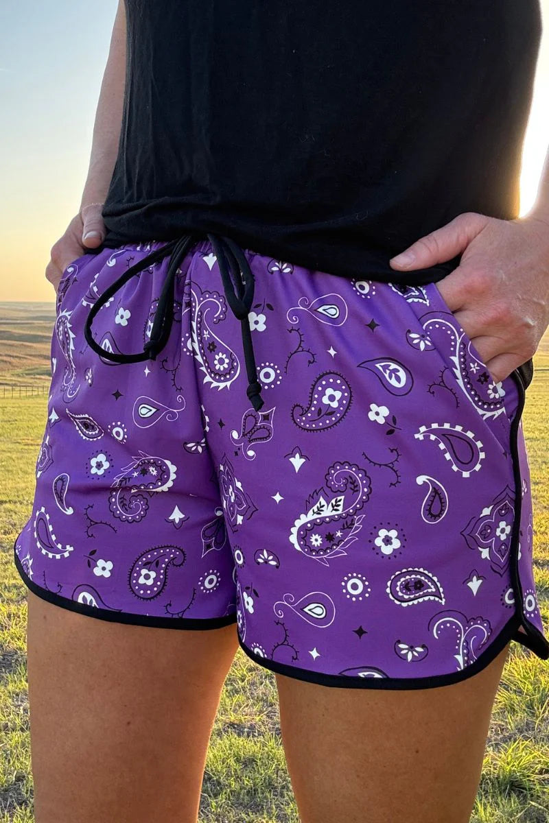 Bandana Babe Purple Shorts By Sterling Kreek
