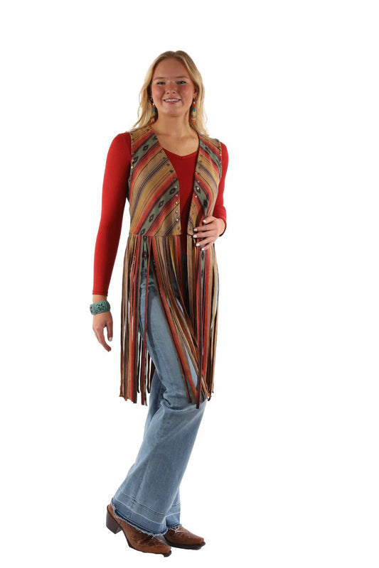 Southwest Fringe Serape Vest By Scully