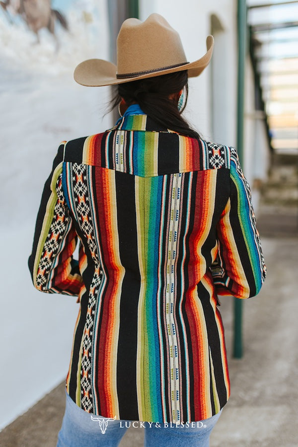 Jacquard Woven Serape Multi Concho Blazer By L&B