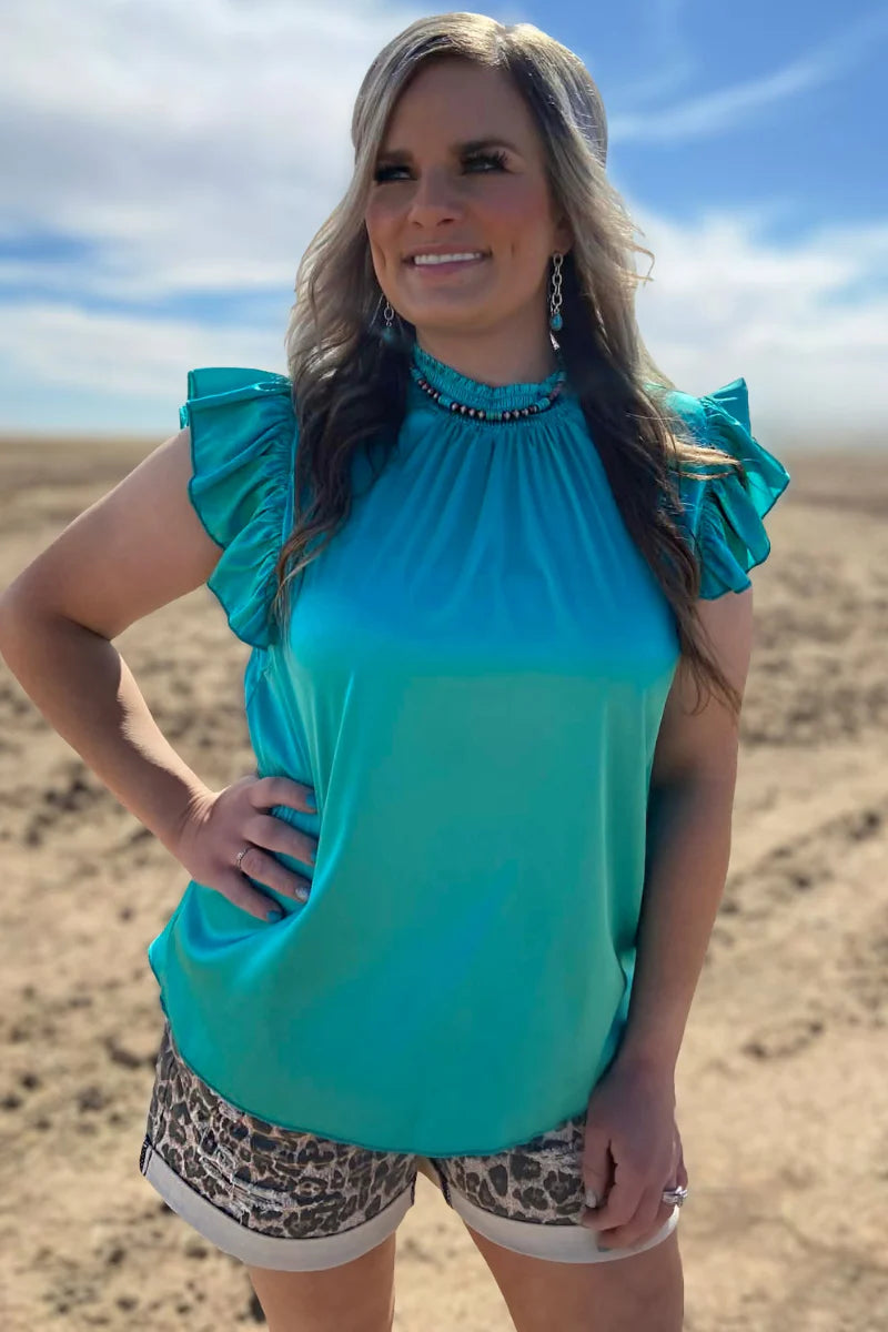 Babydoll Top Turquoise By Sterling Kreek