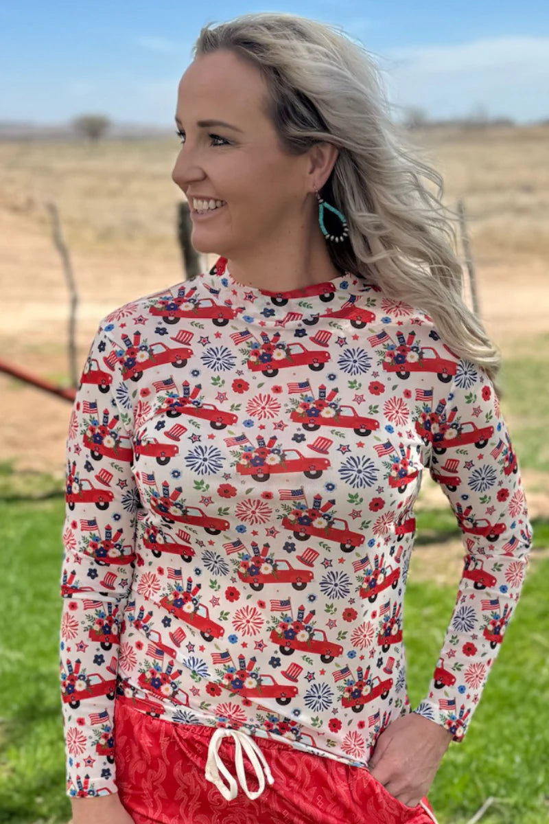 Freedom & Fireworks Mesh Top