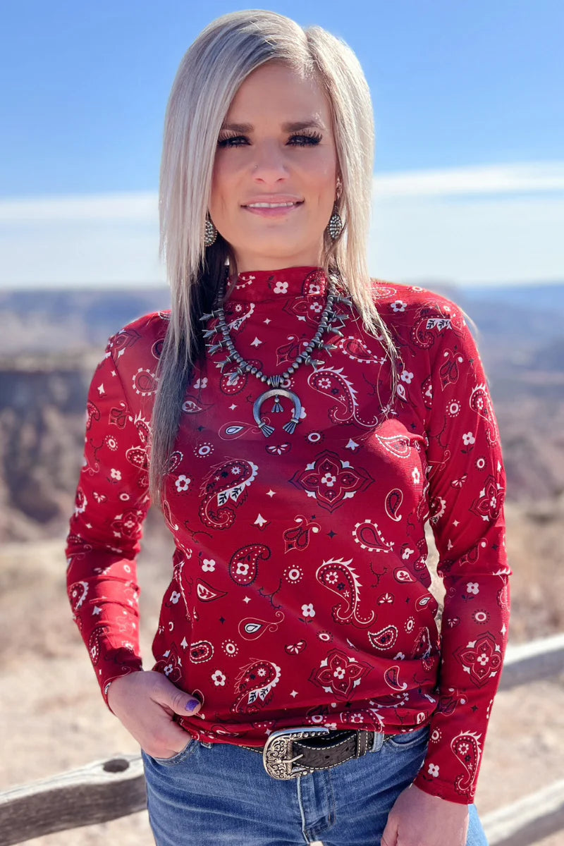 Bandana Babe Mesh Top Red By Sterling Kreek