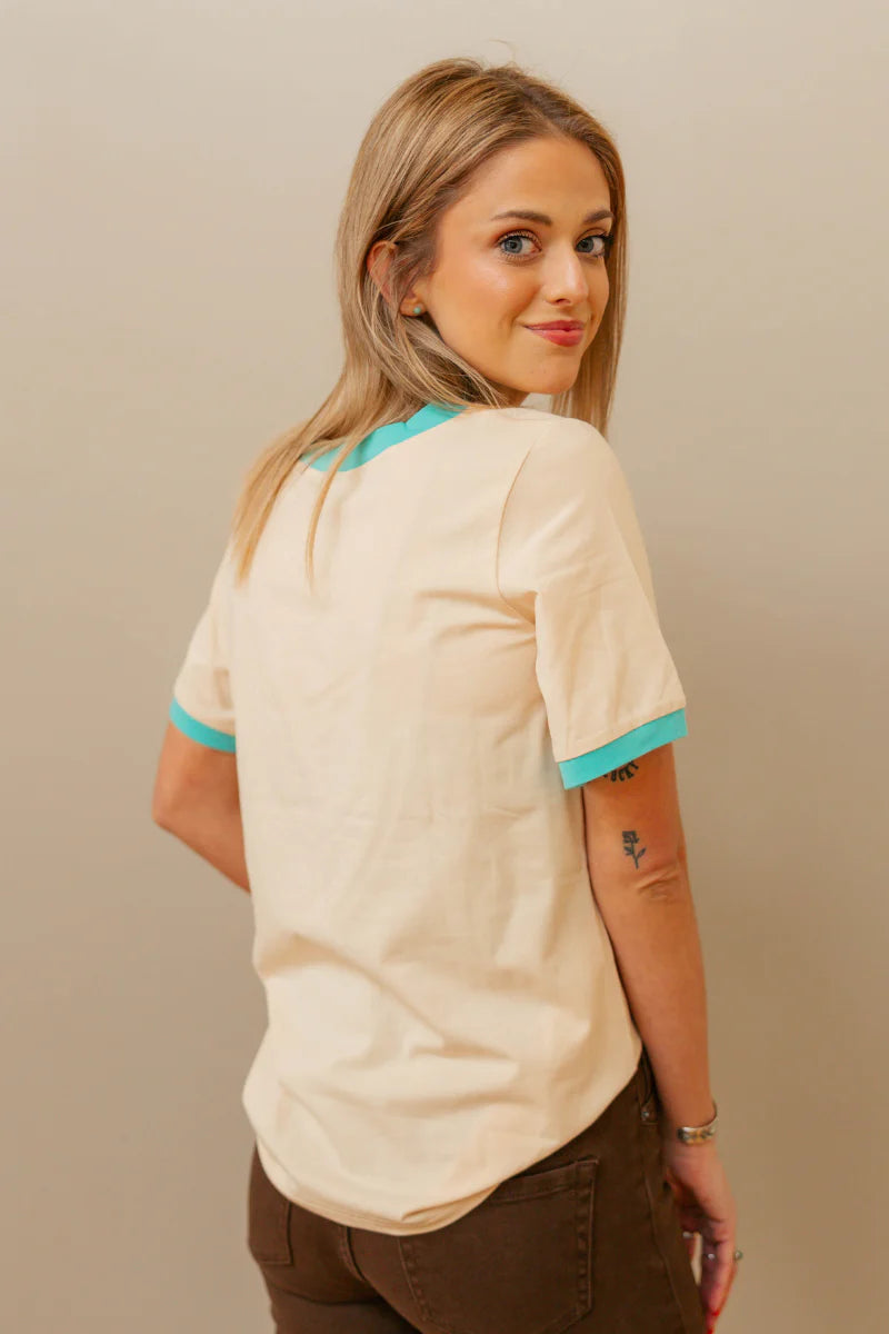 Turquoise Trail Ringer Tee By Sterling Kreek