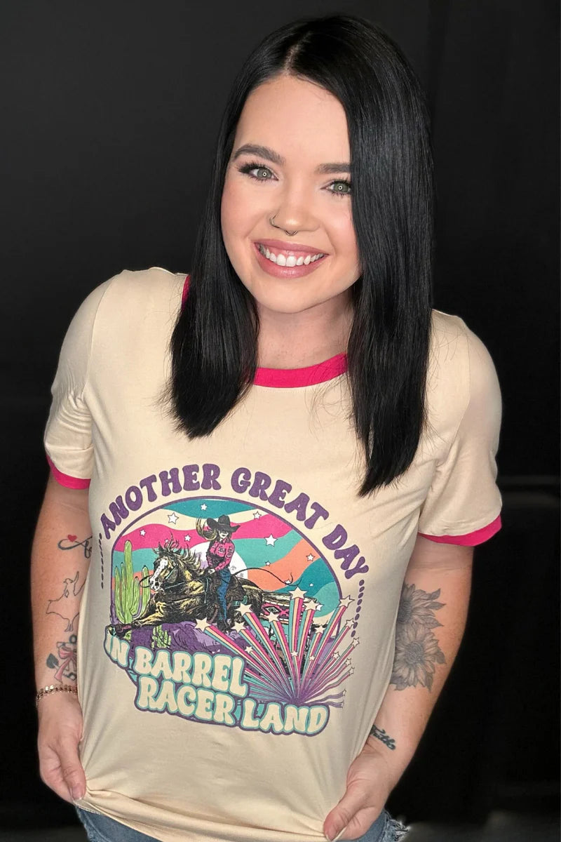 Barrel Racer Land Ringer Tee By Sterling Kreek