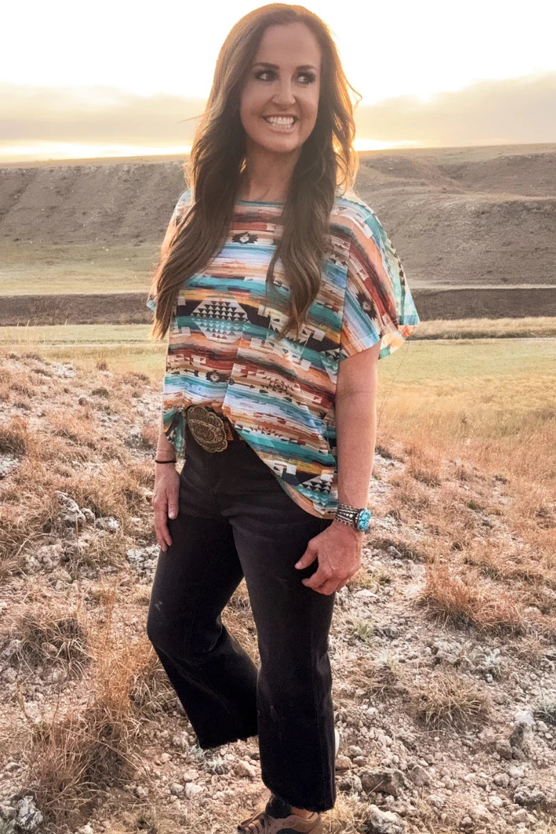 Aztec Daze Mesh Top By Sterling Kreek
