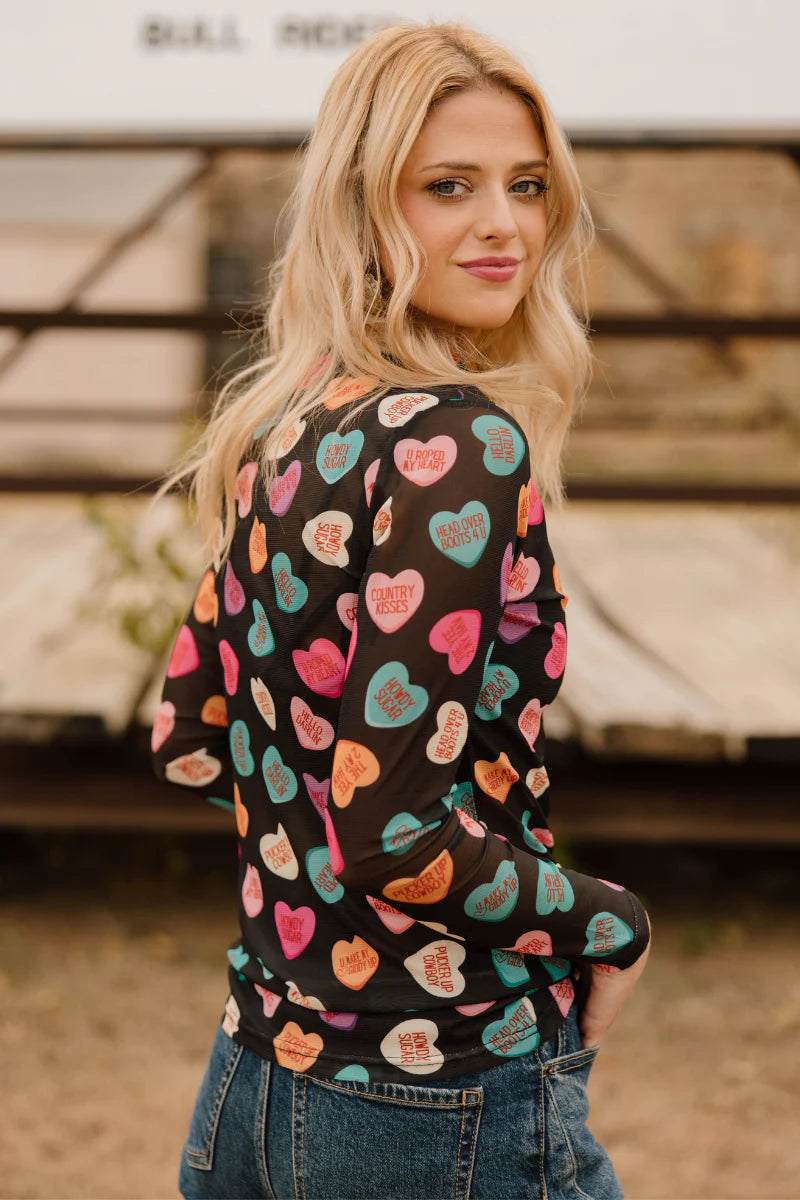 Cowboy Sweetheart Mesh Top By Sterling Kreek