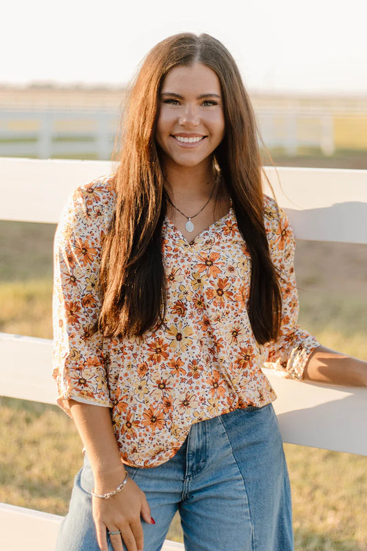 Fall Flowers Top By Sterling Kreek