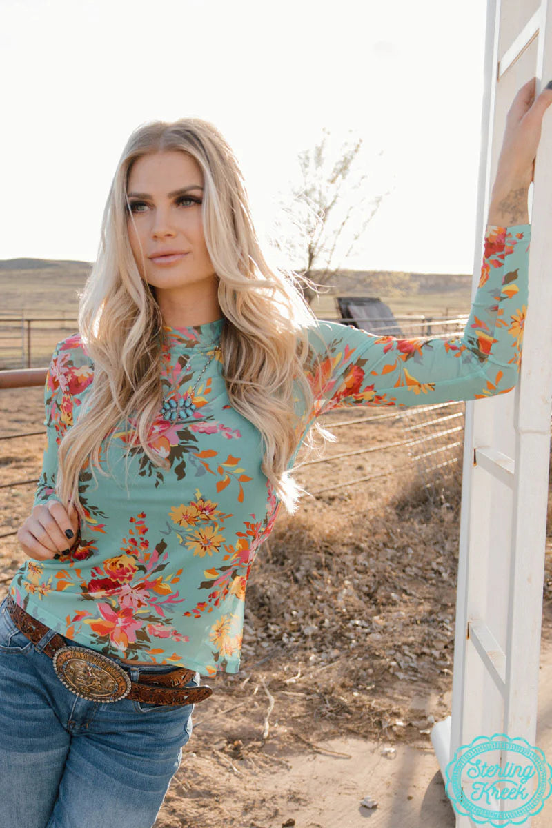 Floral Queen Mesh Top By Sterling Kreek