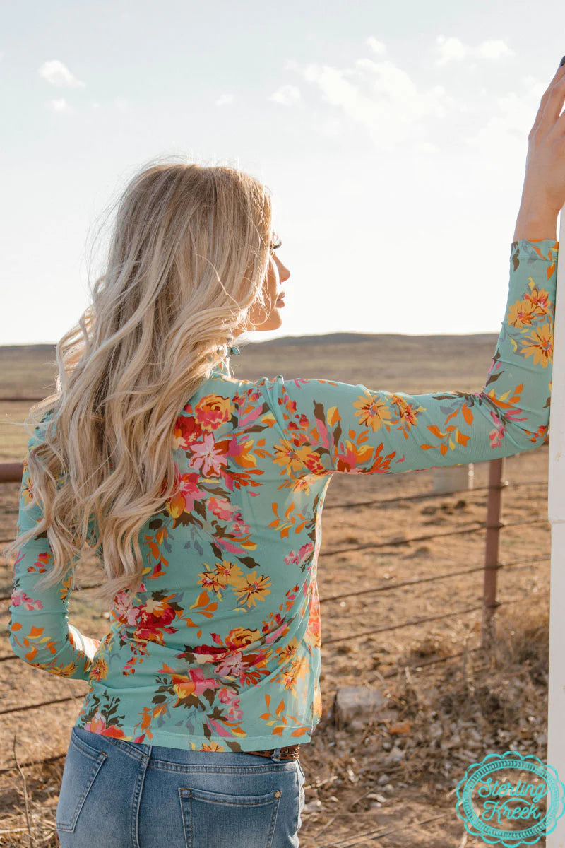 Floral Queen Mesh Top By Sterling Kreek