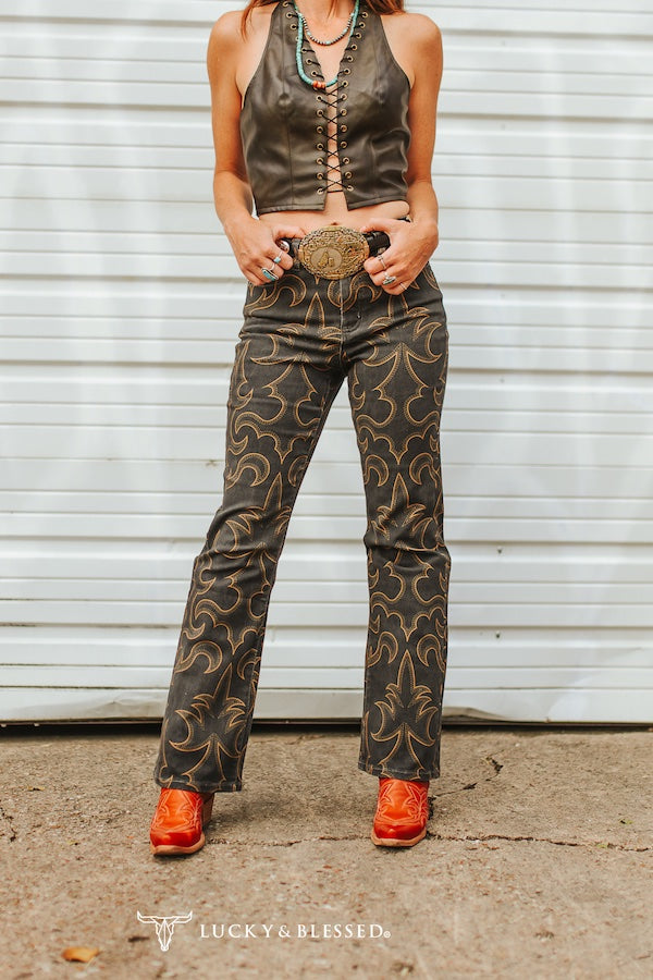 Black Camel High Rise Bootcut Jean By L&B