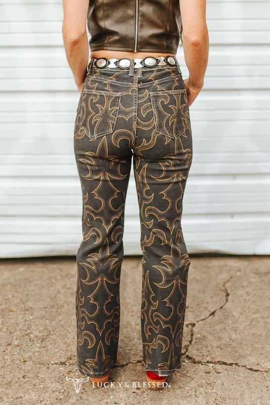 Black Camel High Rise Bootcut Jean By L&B