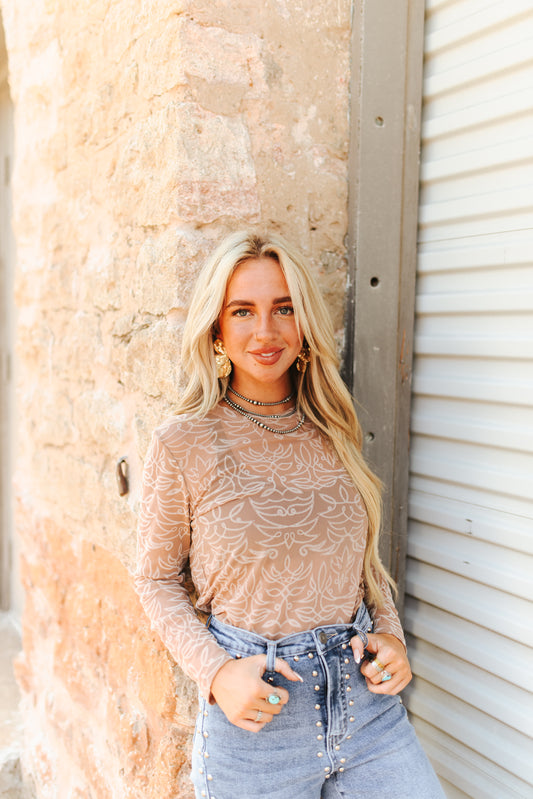 Camel Ivory Bootstitch Mesh By L&B