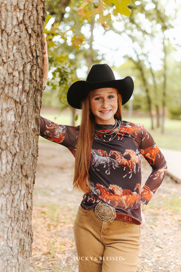 Chocolate Brown Stampede Mesh By L&B