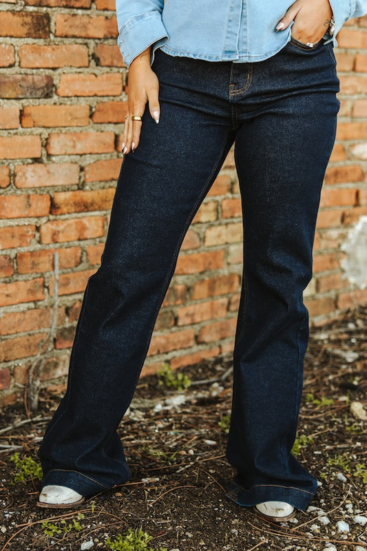 Dark Wash Mid Rise Trouser Jeans By LB