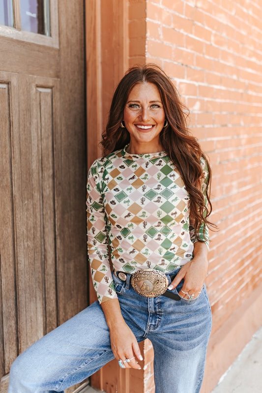 Green Checkered LS Mesh By L&B