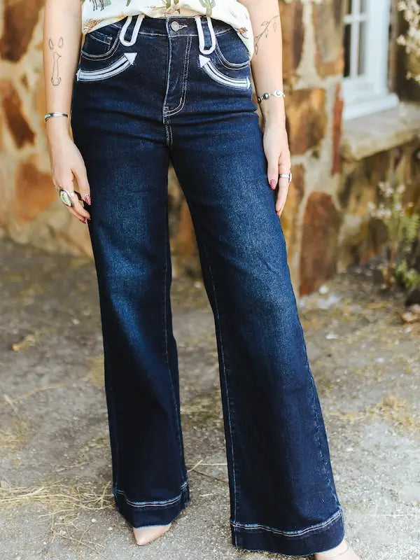 Western Wide Leg Jeans By L&B