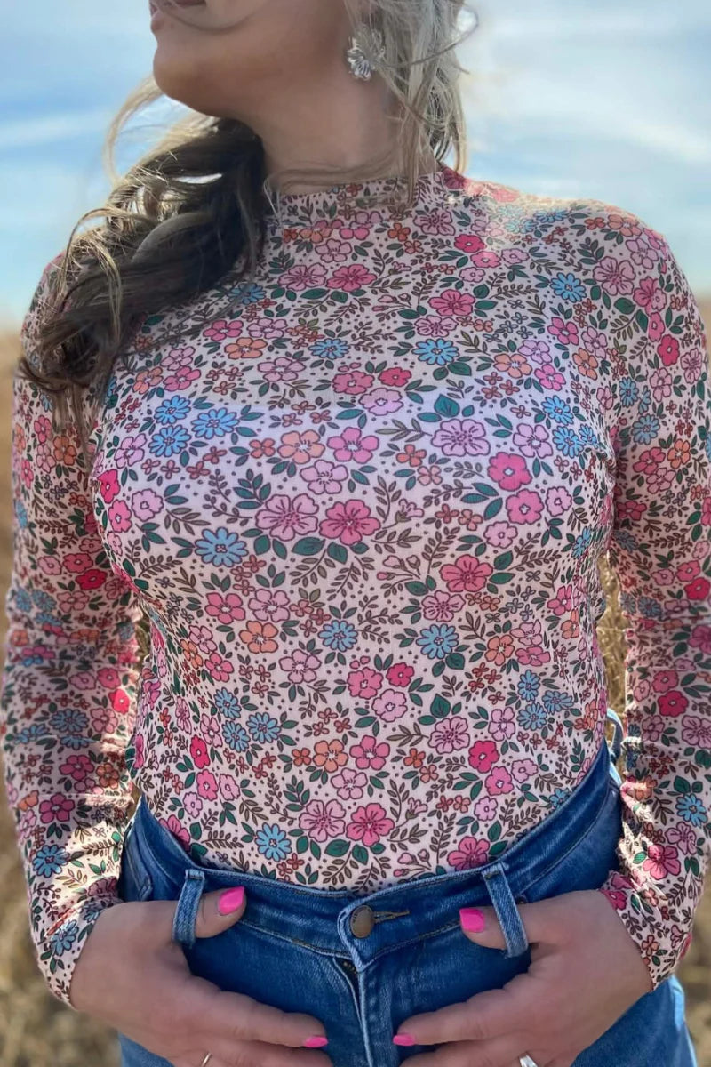 Sunday Morning Bloom Mesh Top By Sterling Kreek