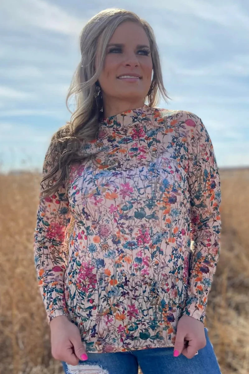 Field Of Flower Mesh Top By Sterling Kreek