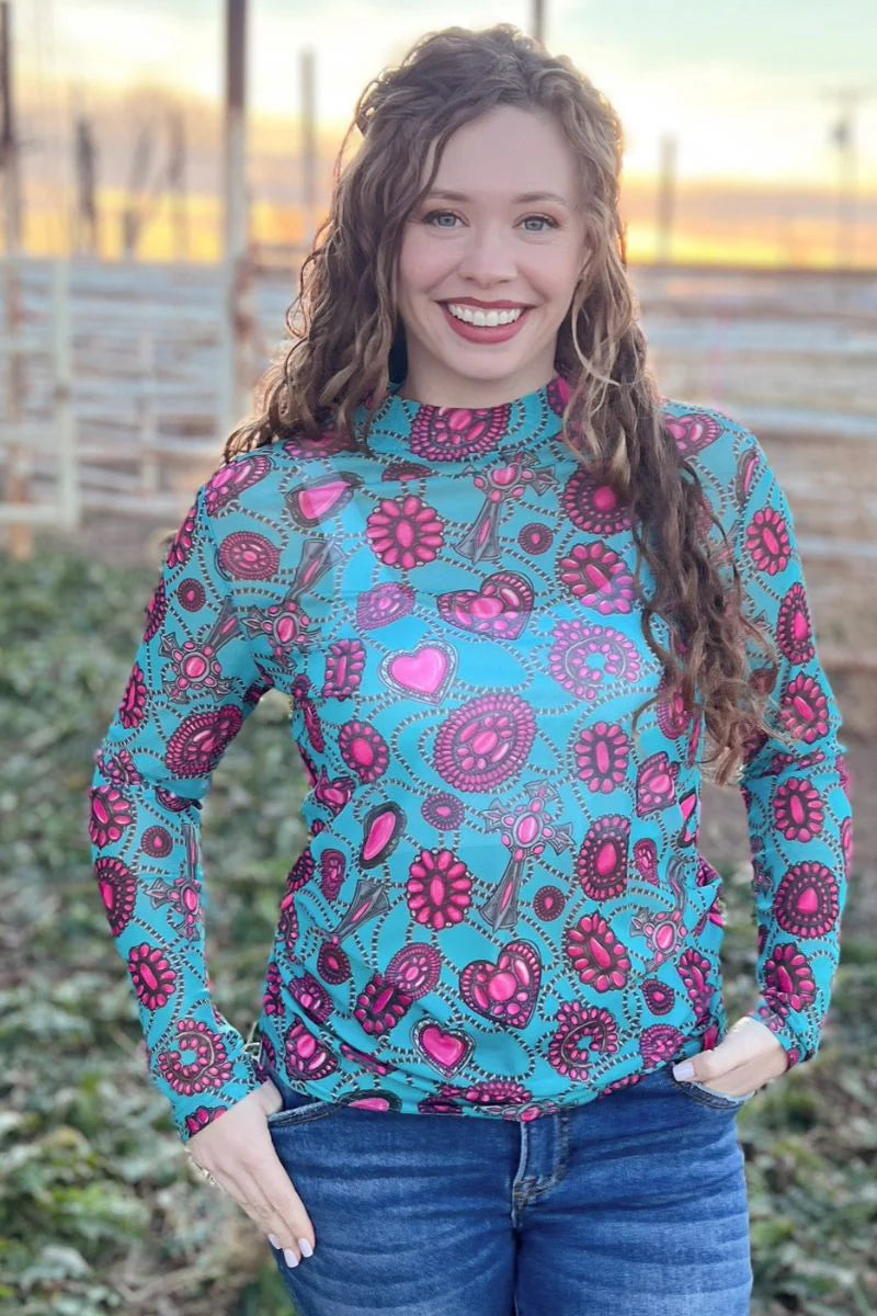 Navajo City Mesh Top By Sterling Kreek