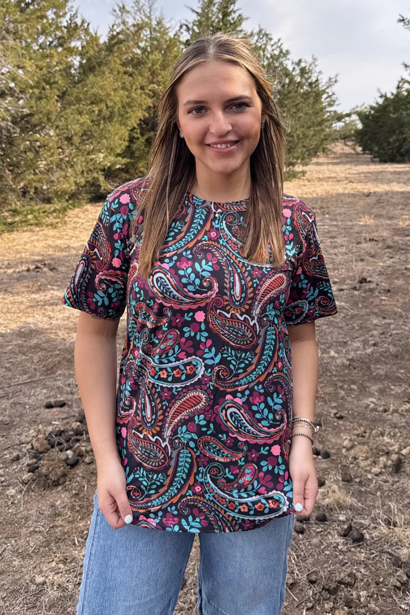 Painted Night Paisley Top By Sterling Kreek