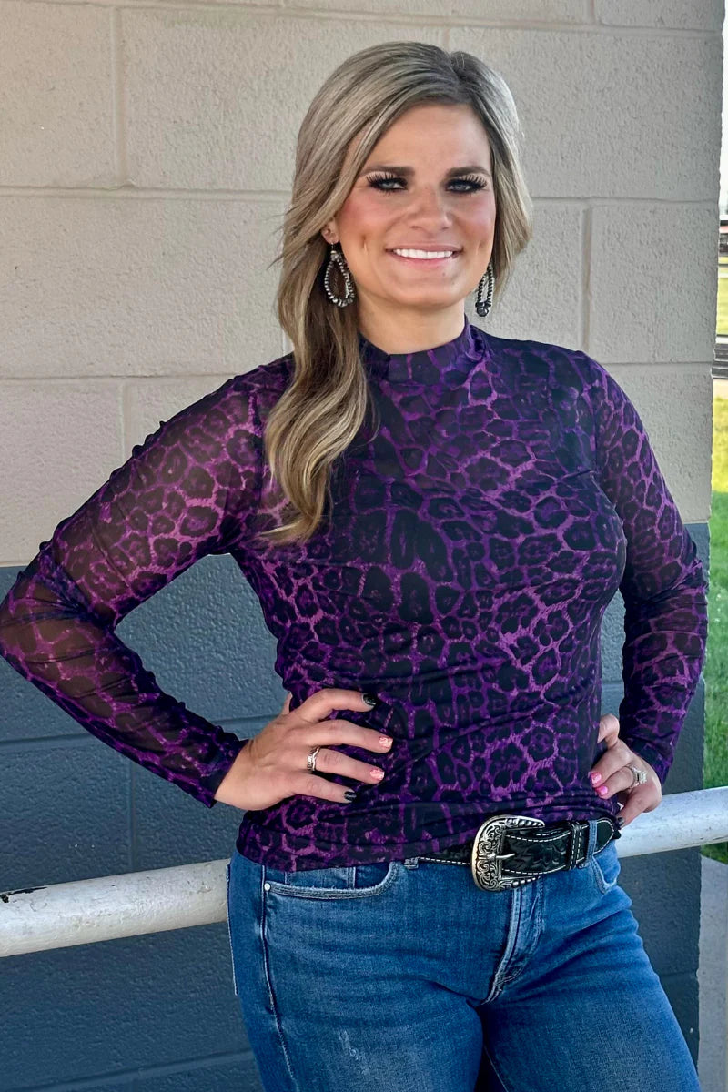 Sideline Spirit Purple Mesh Top By Sterling Kreek