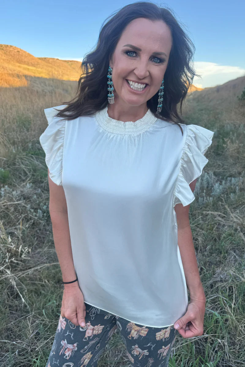Babydoll Top Cream By Sterling Kreek