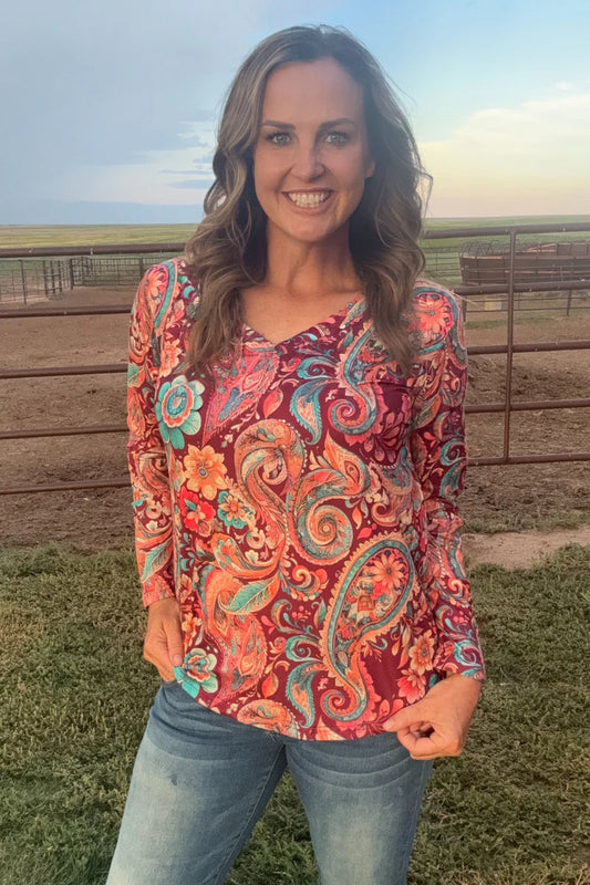 Paisley On The Plains Top By Sterling Kreek