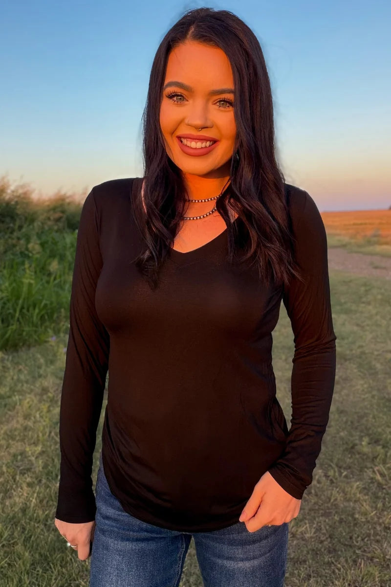 Simple Sterling LS Black Top By Sterling Kreek