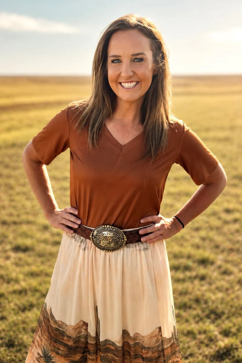 Simple Sterling Saddle V-Neck By Sterling Kreek