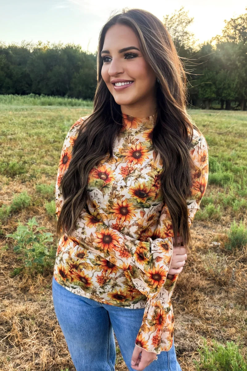 Sunflower Shine Mesh Top By Sterling Kreek