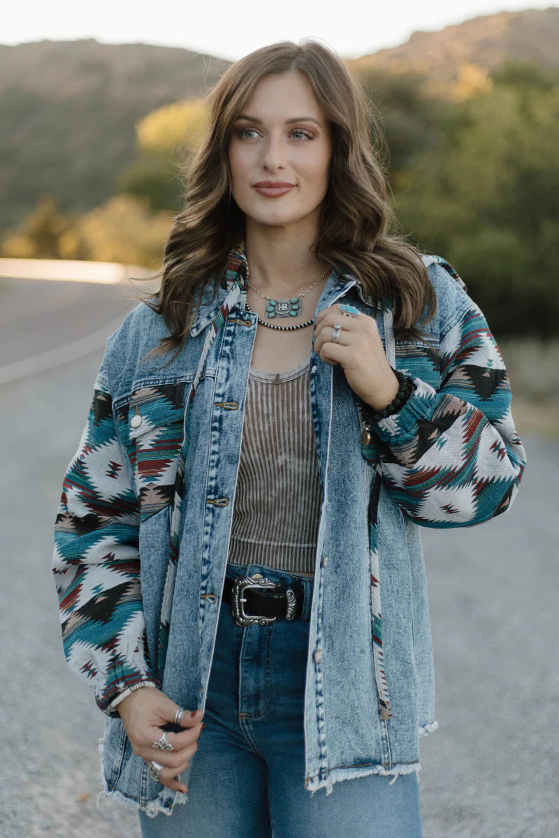 Southern Roots Denim Shacket By Sterling Kreek