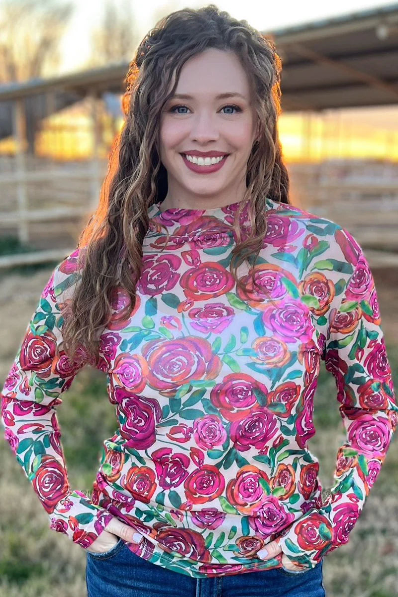 Thrive And Flourish Mesh Top By Sterling Kreek