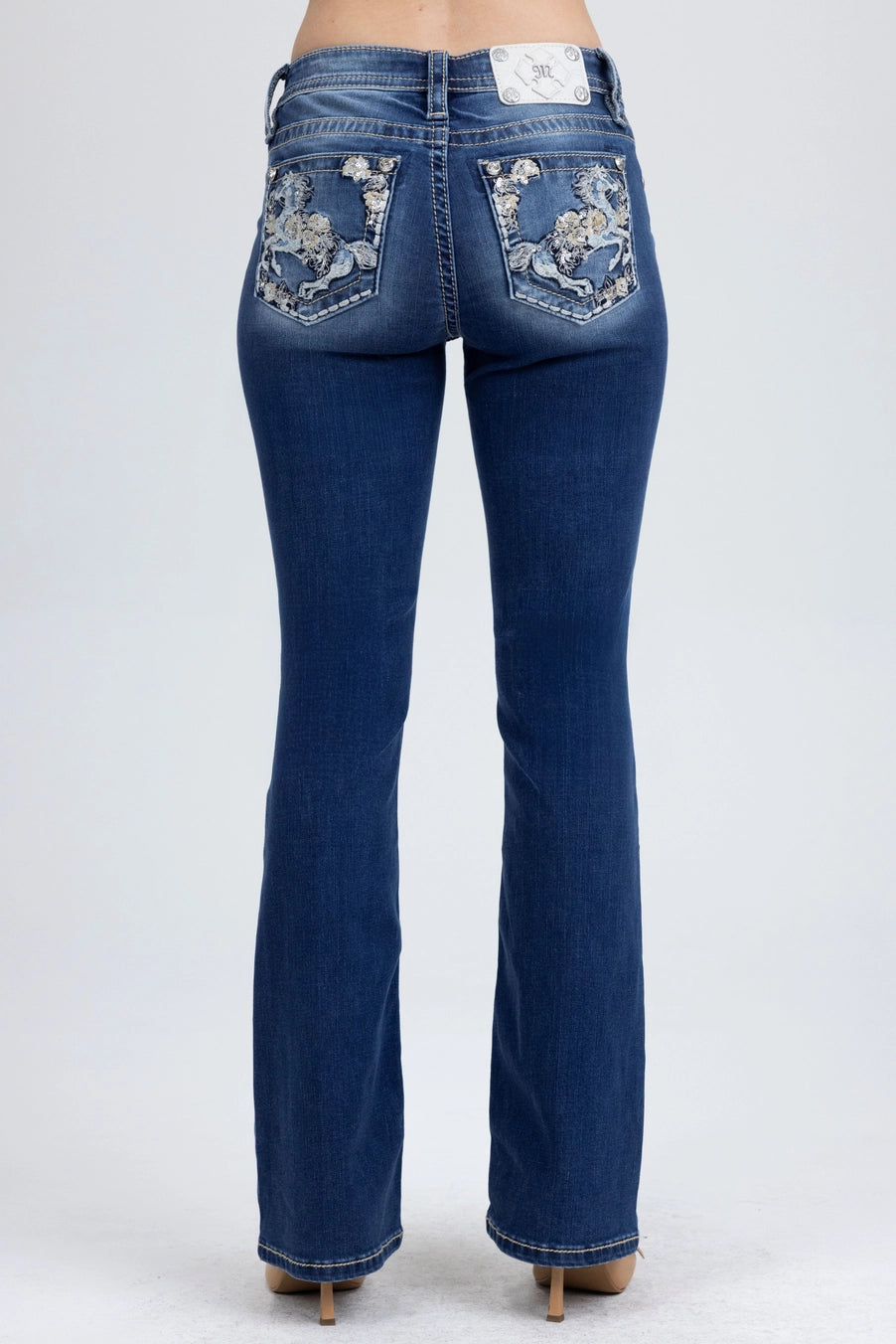 Betyna Miss Me Horse Pocket Mid Rise Jeans