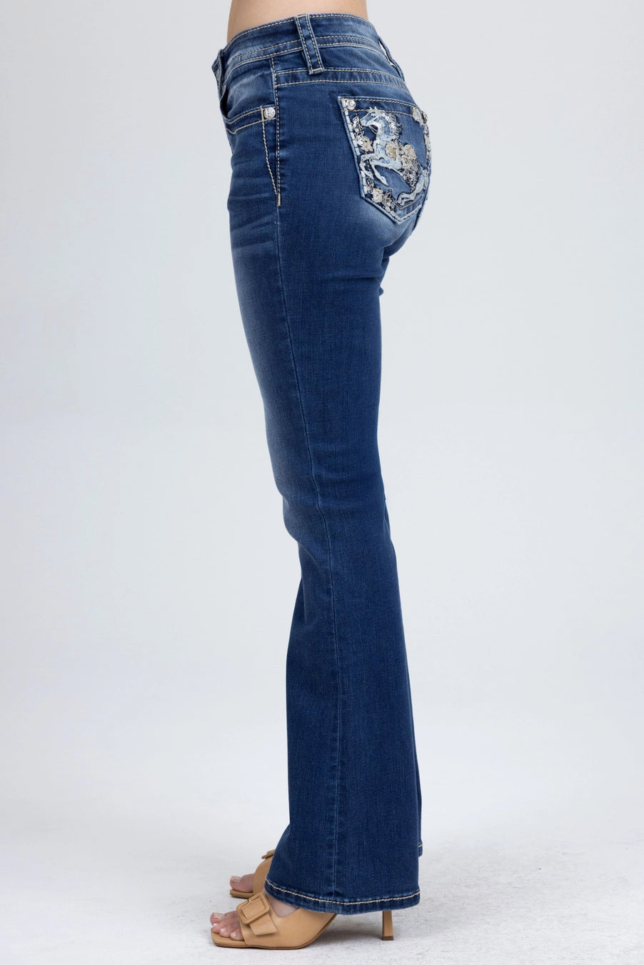 Betyna Miss Me Horse Pocket Mid Rise Jeans