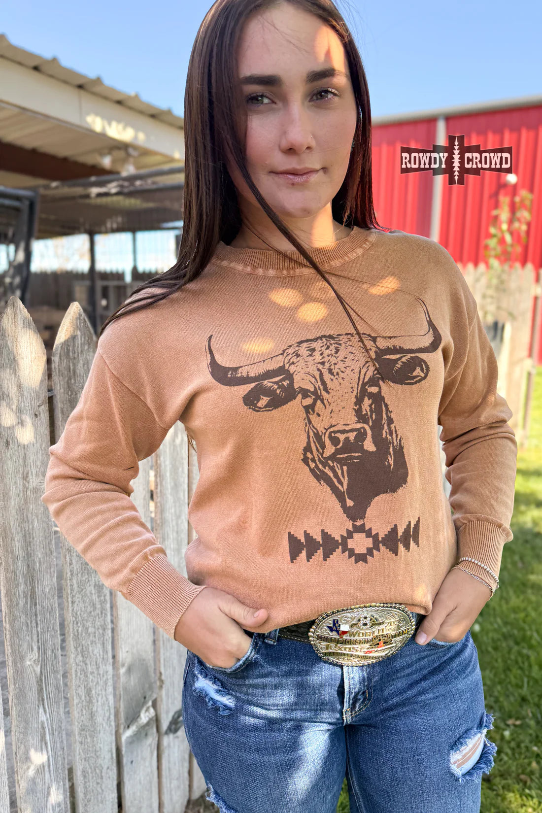 Blazin' Bull Sweater by Rowdy Crowd
