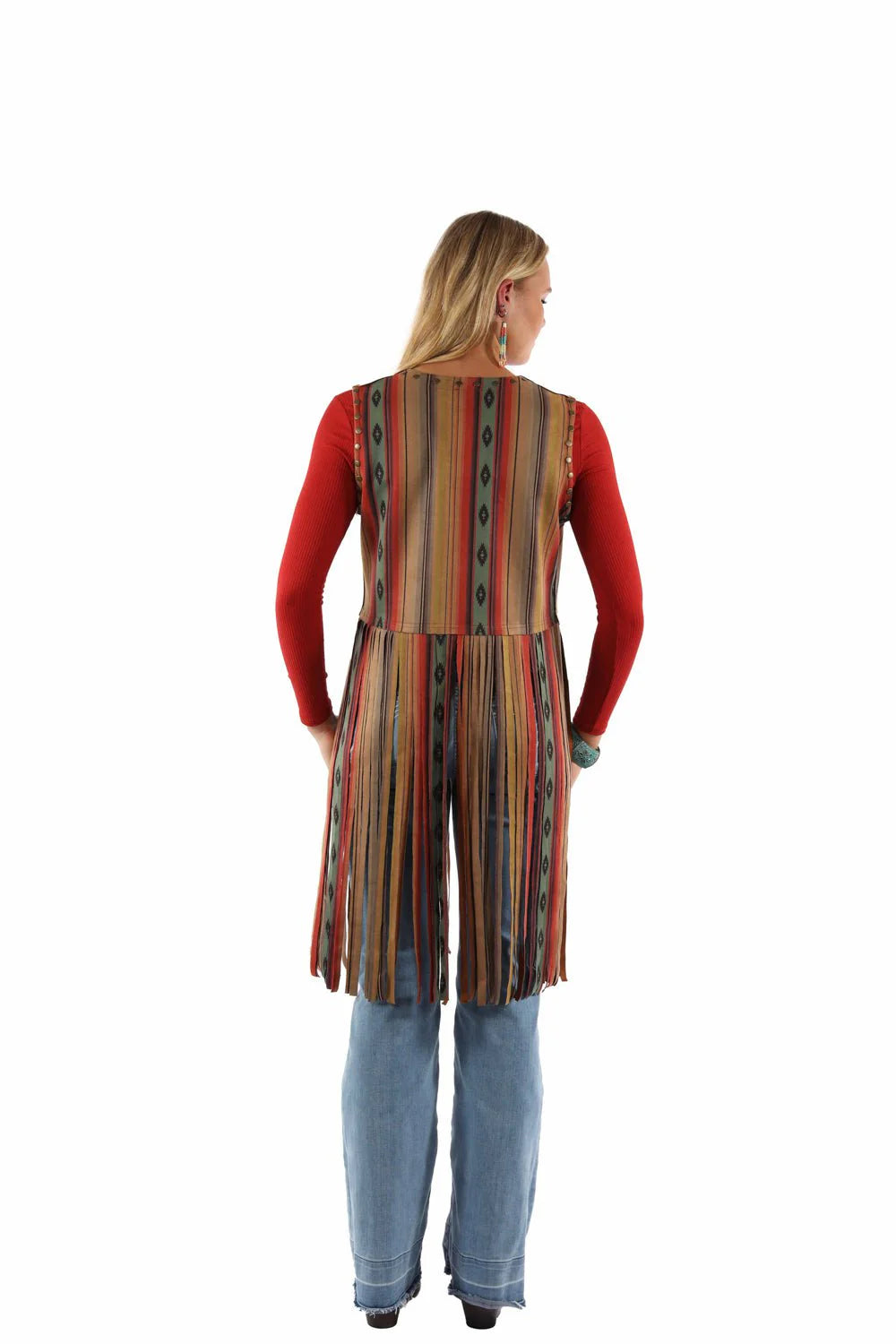Southwest Fringe Serape Vest By Scully