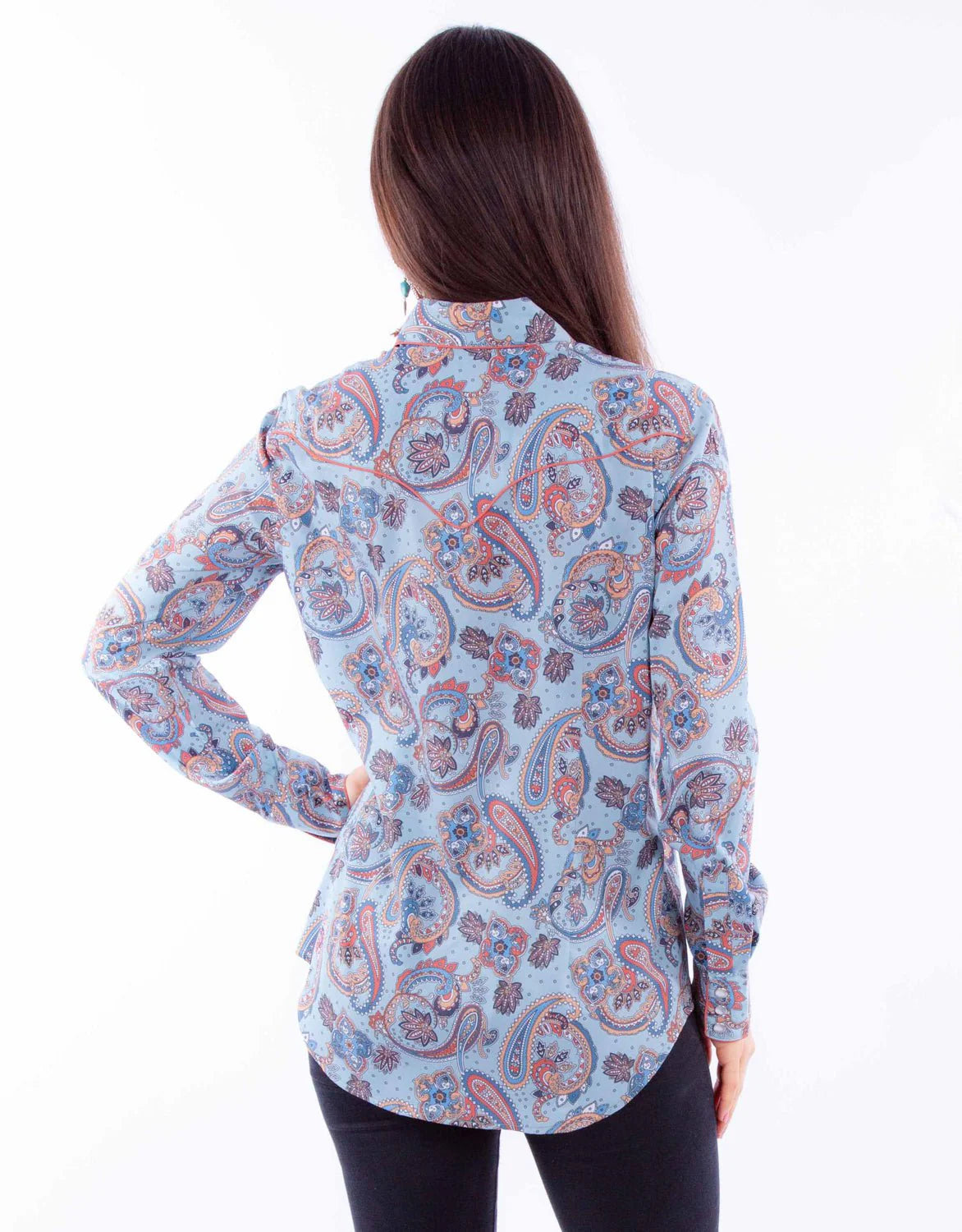 Western Paisley Blue L/S Shirt By Scully
