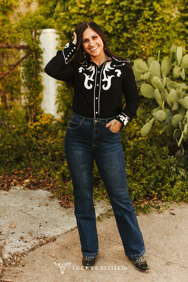 Vintage Concho Side Button Bootcut Jeans By L&B