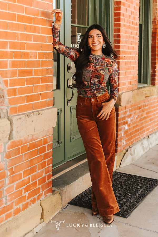 Camel Corduroy Mid Rise Stretch Jeans By L&B