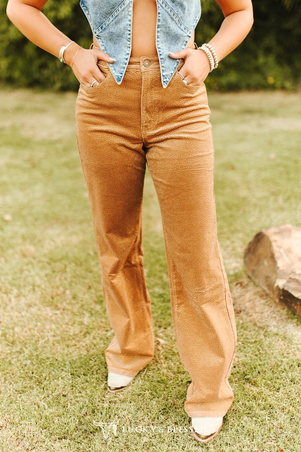 Camel Stretch Denim High Rise Jeans By L&B