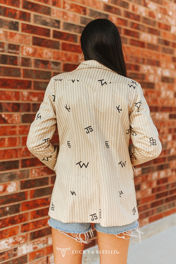 Beige Cattle Branded Blazer By L&B