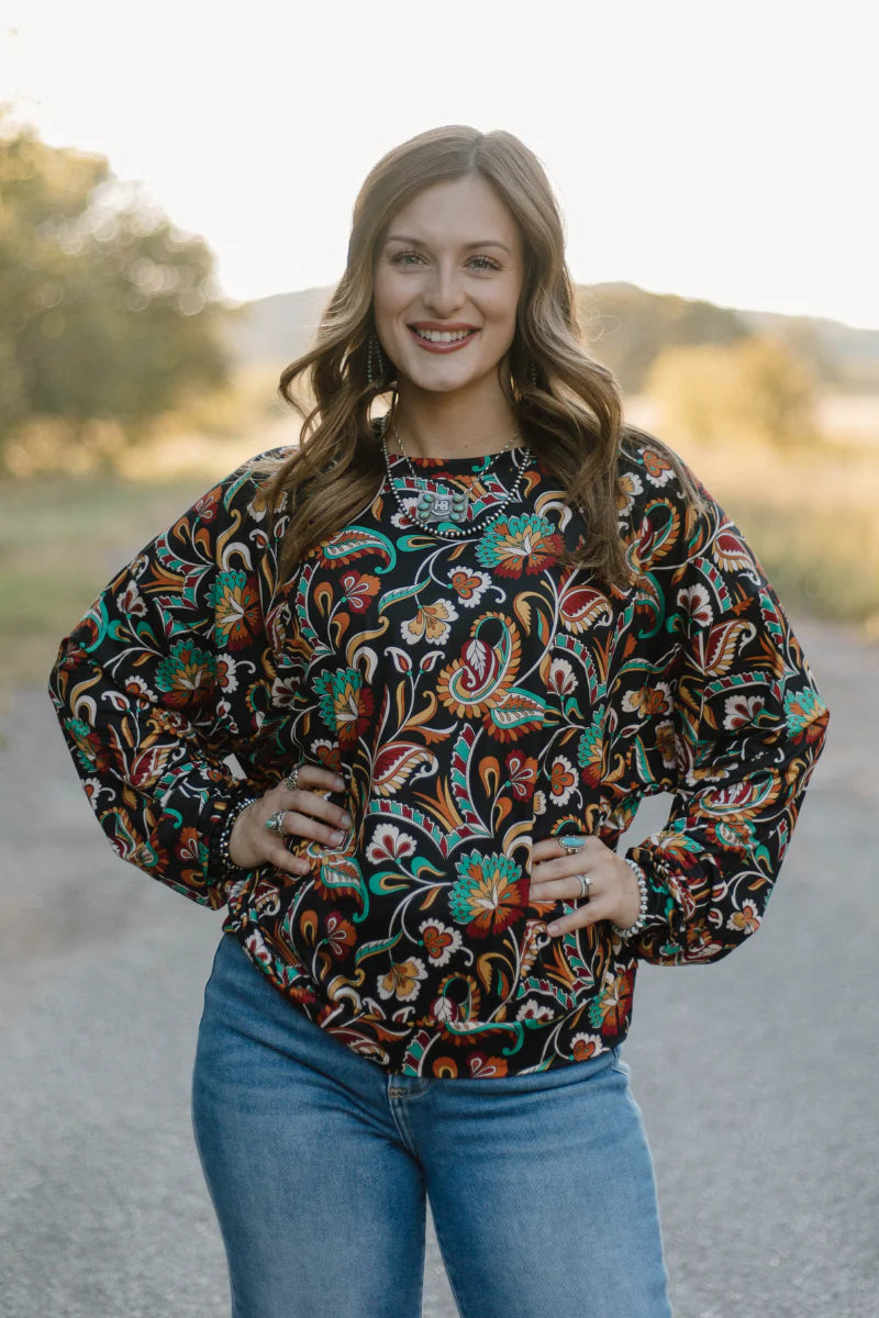 Painted Paisley Top By Sterling Kreek