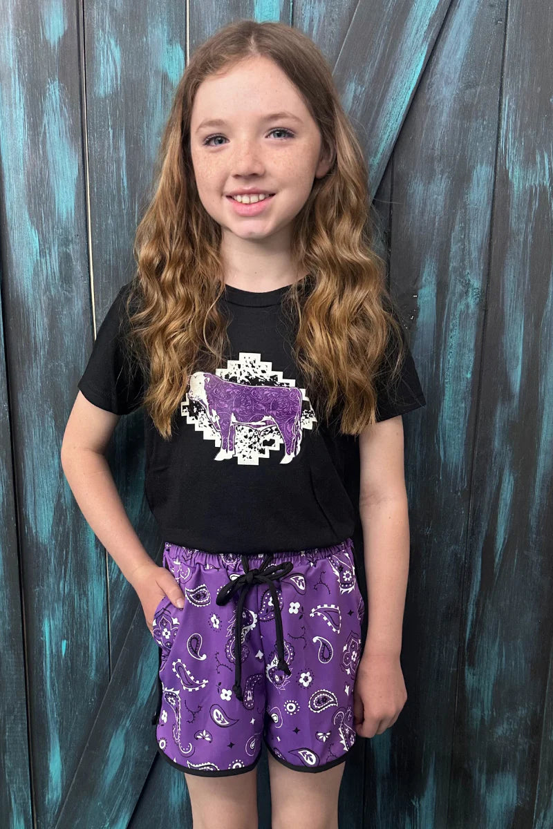 Bandana Babe Purple Shorts KIDS By Sterling Kreek