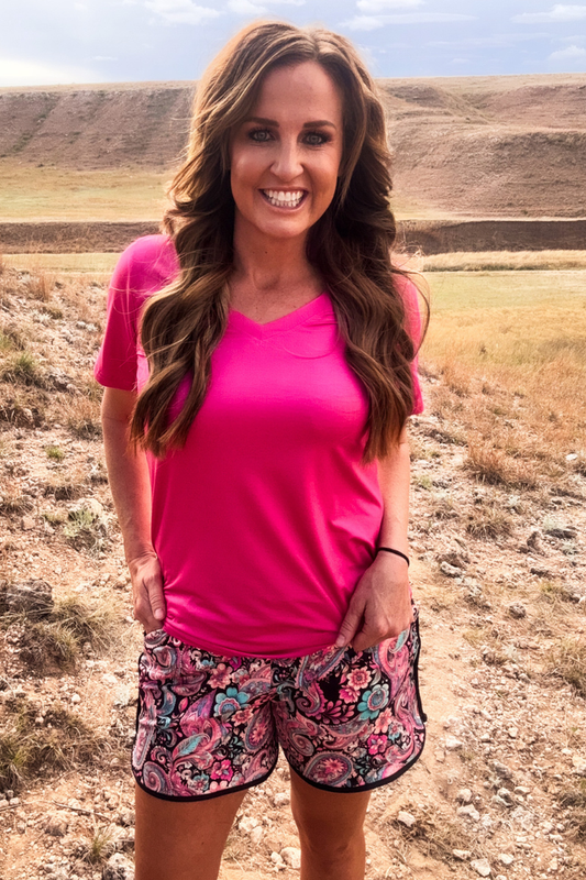 Simple Sterling Pink V-Neck Shirt By Sterling Kreek