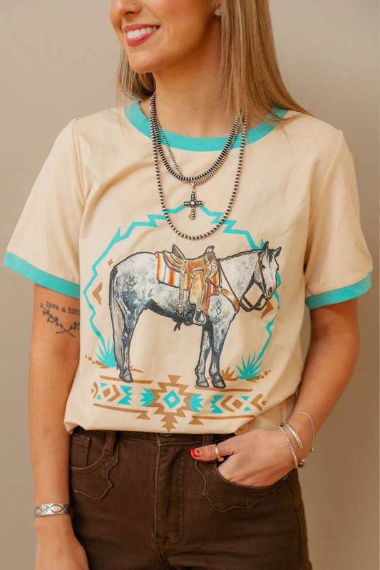 Turquoise Trail Ringer Tee By Sterling Kreek