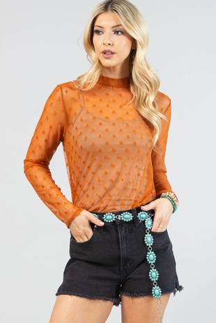 Amber Polka Dot Mesh Top By Avery