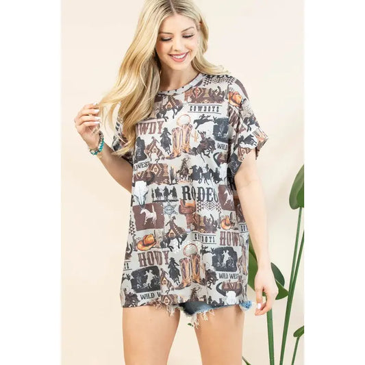 AUDREY Western Print Top By Avery